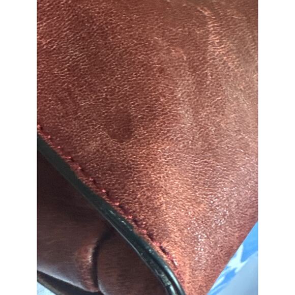 Wilsons Leather Burgundy Brown Leather Shoulder Bag Purse 14x8x8 Double Handle - Picture 15 of 16